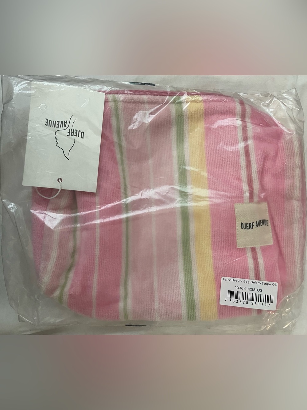 Djerf Avenue Terry Beauty Bag Gelato Stripe Makeup